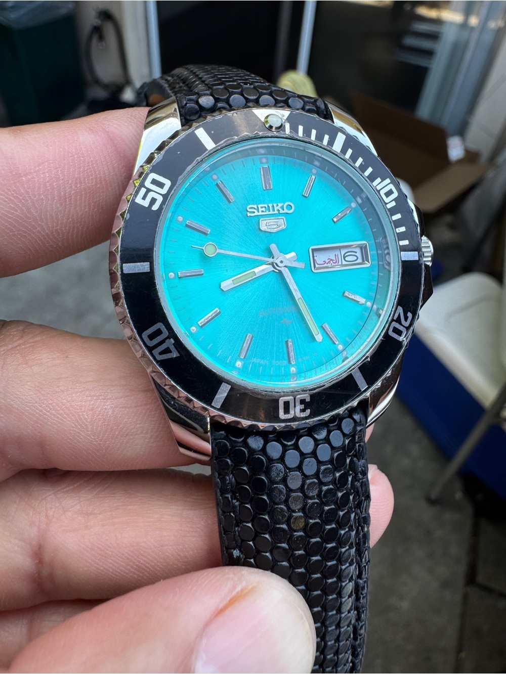Seiko 5 Mod turquoise dial men's working wrist watch 40mm